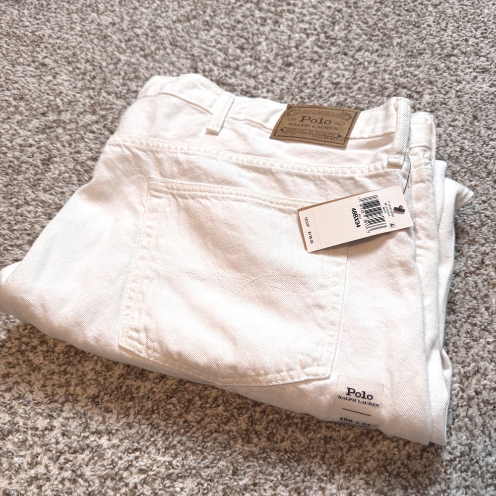 Polo Ralph Lauren White Varick Slim Straight White Denim Jeans 48Bx34 New